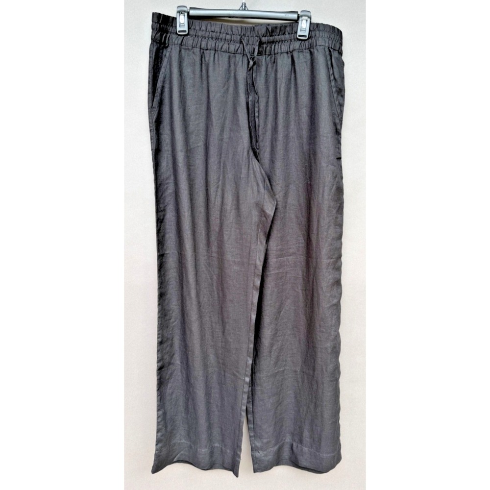 Tommy‎ Bahama Two Palms High Rise Black 100% Linen Wide Leg Pants Womens Large